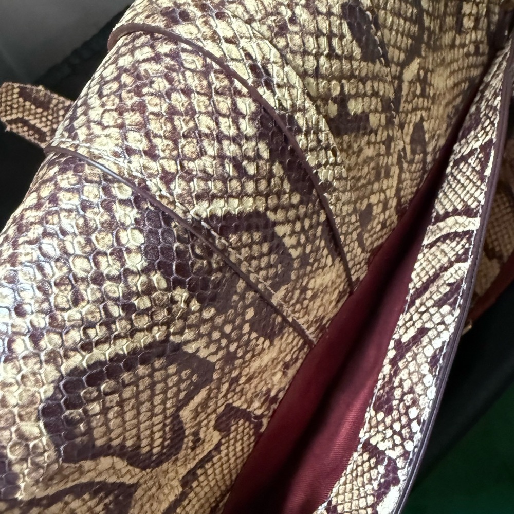 Margot Snake-embossed Victoria Stirrup  leather Satchel NWT - Picture 4 of 9